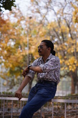 man modeling in fall season