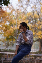 man modeling in fall season