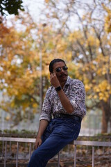 man modeling in fall season