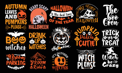 Halloween Typography , Party  , Halloween day , SVG , T shirt Design bundle