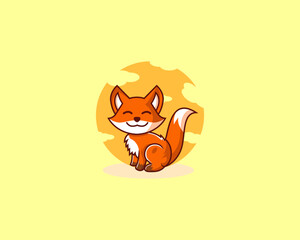 red fox happiness logo mascot cartoon industrial