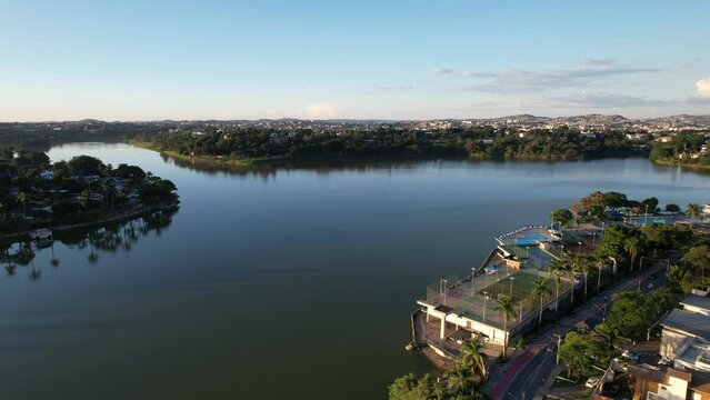 Aerial view of Lagoa da Pampulha in Minas Gerais, Belo Horizonte