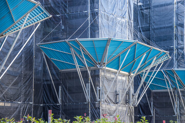 建築現場の落下防止柵 Fall prevention fence of the building 