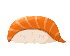 Sushi nigiri with salmon on a white background. Japanese food.
