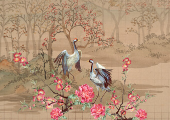 bird on a tree and flowers kurti design 