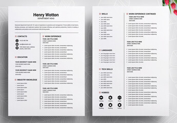 Resume Layout with Black and White