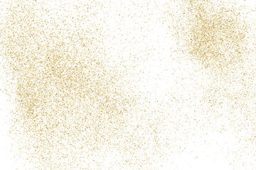 Fototapeta na wymiar Gold Glitter Texture Isolated On White. Goldish Color Sequins. Golden Explosion Of Confetti. Design Element. Celebratory Background. Vector Illustration, Eps 10.