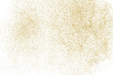 Gold Glitter Texture Isolated On White. Goldish Color Sequins. Golden Explosion Of Confetti. Design Element. Celebratory Background. Vector Illustration, Eps 10.
