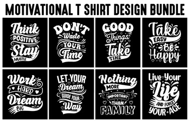 Fototapeta premium Lettering t-shirt design Bundle, Motivational Saying T-shirt Design set, typography t-shirt design bundle