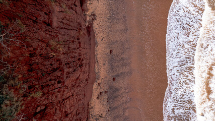 Aerial view of the Red Cliffs of Chumphon Pha Daeng