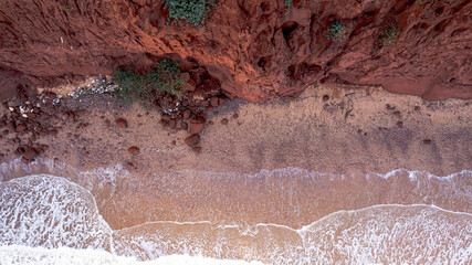 Aerial view of the Red Cliffs of Chumphon Pha Daeng