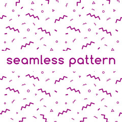 Confetti vector pattern. Geometric line vector background in purple color. Seamless minimal geometric shapes pattern. Can be used in printing, website background and fabric design