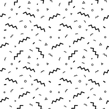 Confetti vector pattern. Geometric line vector background. Seamless minimal geometric shapes pattern. Can be used in printing, website background and fabric design