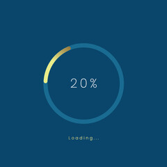 20 percent golden loading bar, gold upload UI,UX premium design bar, gold pending load of process symbol, a loading tap menu UI, use for Download progress, web design template.