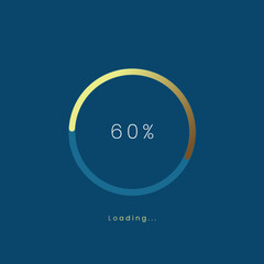 60 percent golden loading bar, gold upload UI,UX premium design bar, gold pending load of process symbol, a loading tap menu UI, use for Download progress, web design template.