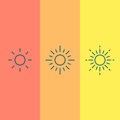 Sun thin line vector icons. Different style sun icon set. Outline sunshine symbols. Vector illustration
