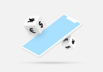 3d Asset trading and currency exchange with investment charts In the concept of a smartphone. 3d rendering illustration.