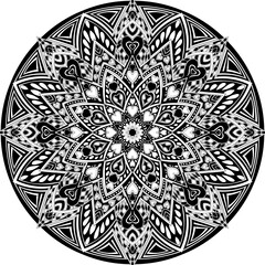 Circular Mandala pattern for tattoo, decoration premium product poster or painting. Decorative ornament in ethnic oriental style. Outline doodle hand draw illustration.