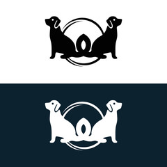 Circle dog animal logo template design . icon logo . silhouette logo 