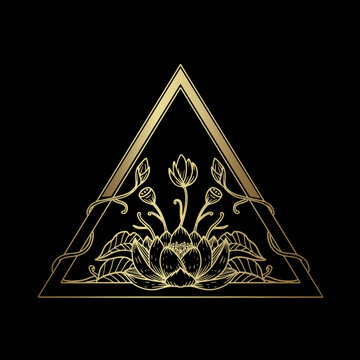 Floral lotus ornament with gold triangle