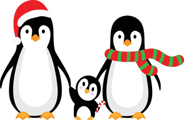 penguin family vector illustration. animal image or clip art.