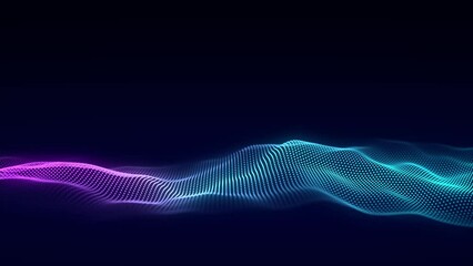 Music wave of particles. Big data visualization. Abstract blue background with a dynamic wave. 3d rendering. - Powered by Adobe