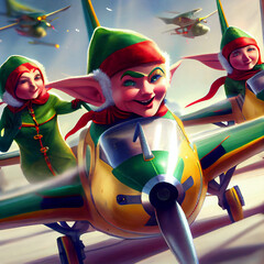 Christmas Elfs Flying