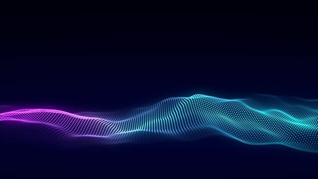 Music wave of particles. Big data visualization. Abstract blue background with a dynamic wave. 3d rendering. - Powered by Adobe