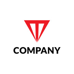 Red Letter T Alphabet Logo in Triangle Shape