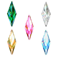 Set of colorful shiny prism gemstones diamond geometric crystal sapphire jewel 