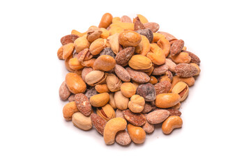  A group of almonds, pistachios, walnuts, macadamia, cashews.