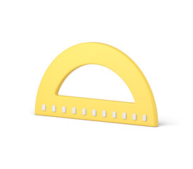 Protractor yellow mathematical angle tilt engineering drafting accuracy 3d icon realistic