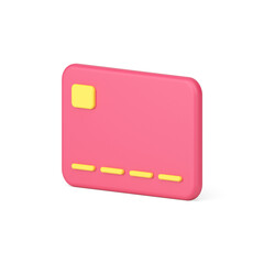 Credit card pink plastic e money banking account storage paying transaction 3d icon