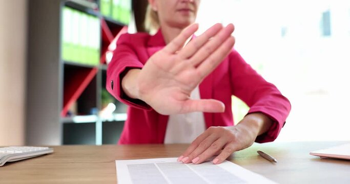 Woman boss or client refuses to sign document
