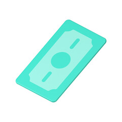 3d green banknote. Volumetric realistic paper cash
