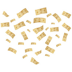 Flying Golden Metallic Dollar Cash