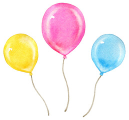 3つ並んだカラフルな風船のイラスト © KanakoFujita