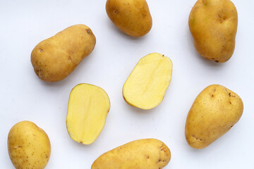 Raw potatoes isolated on white background