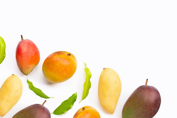Naklejka na ściany i meble Tropical fruit, Mango on white background.