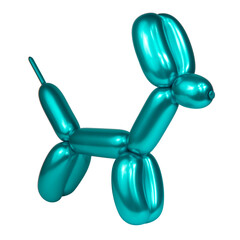 Blue festive balloon dog air craft isolated on the white background