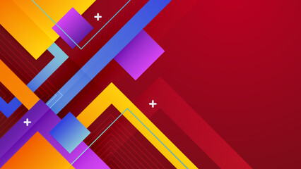 Fototapeta premium Abstract colourful design on red background