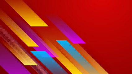 Abstract colourful design on red background
