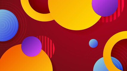 Abstract colourful design on red background