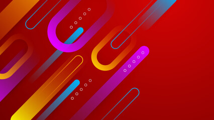 Abstract colourful design on red background