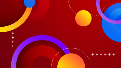 Abstract colourful design on red background