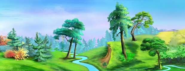 Rural landscape illustration