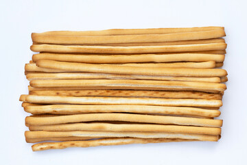 Bread sticks on white background