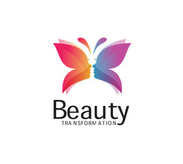 beautiful butterfly logo design idea with women