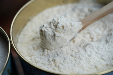 Flour and Sugar Wooden Background Photo, Uskudar Istanbul, Turkey