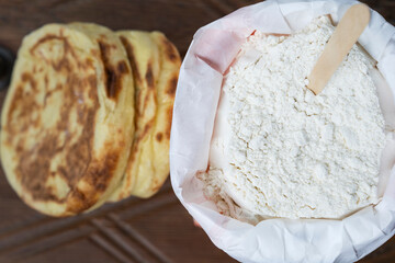 Turkish Bread 'Bazlama'and Flour Photo, Uskudar Istanbul, Turkey